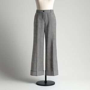 Maeve by Athropologie Houndstooth Wide Leg Flat Front Cuffed Trouser Size 14 NWT